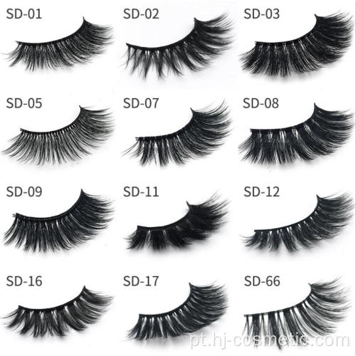 Black Cotton Stalk 3D Faux Mink Cílios Natural Longo 3D Cílios Falsos Falso Mink Lashes